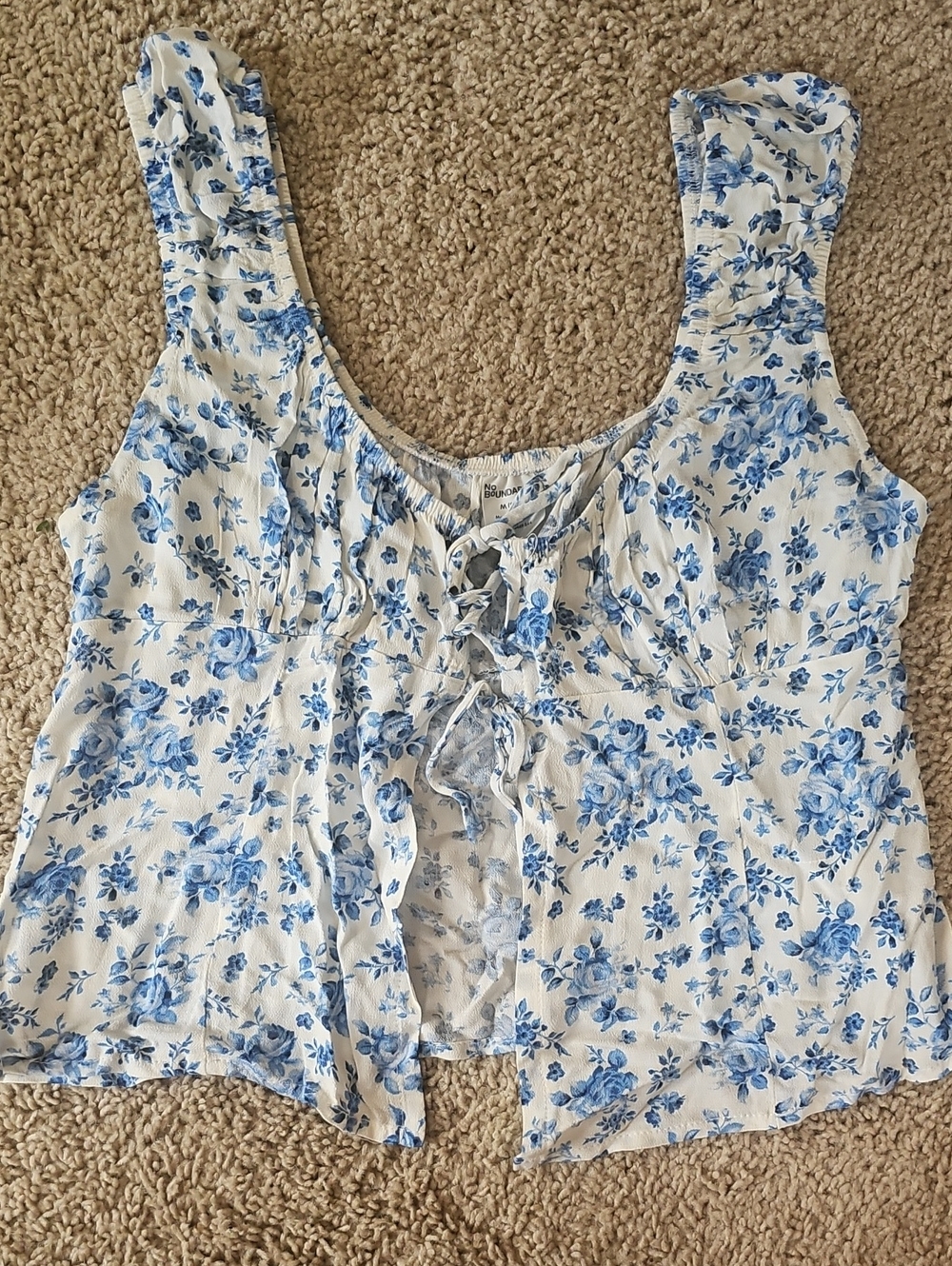 No Boundaries Tie Front Peasant Top